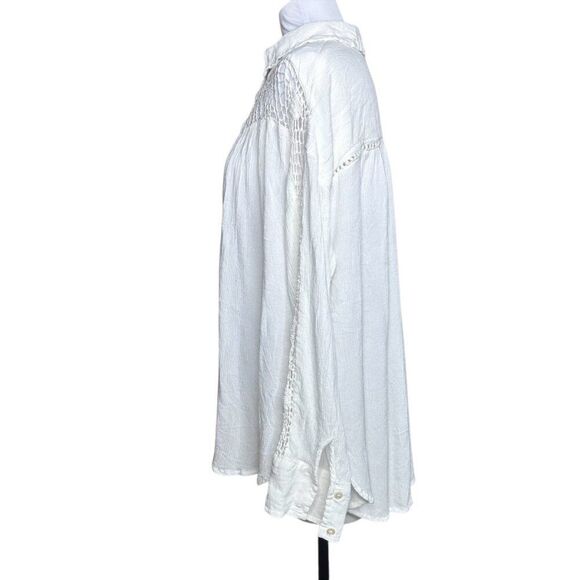 Free People Katie Bird button down top L Large white - Picture 5 of 9